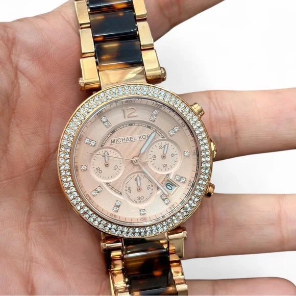 NWT MICHAEL KORS Gold and Brown Timepiece Watch Women NWT - Picture 3 of 8